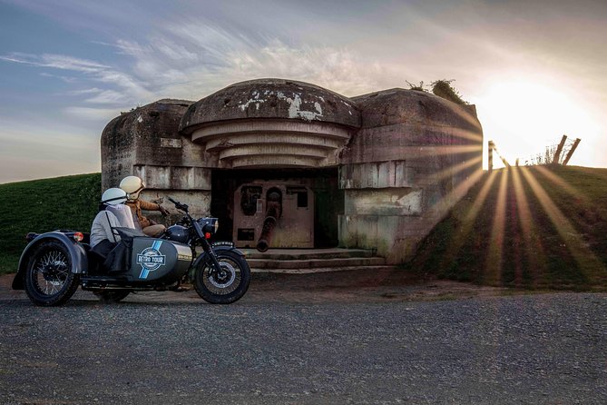 2- to 6-hour sidecar excursion on the D-Day Landing Beaches - Omaha Beach on foot, then the American Cemetery with a cliffside view