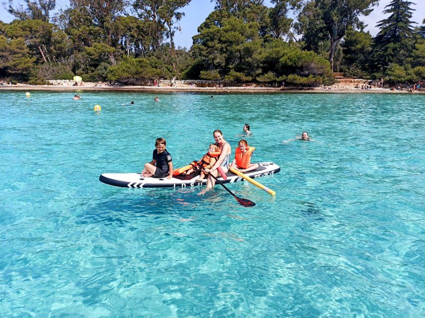 Cannes: Private Boat Trip to Lerins Islands & Cap d'Antibes - Snorkel and paddleboard time: what the included gear changes