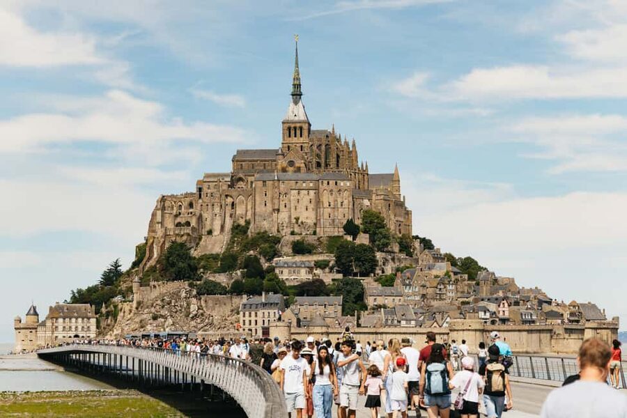 Mont Saint-Michel across the bay at low tide