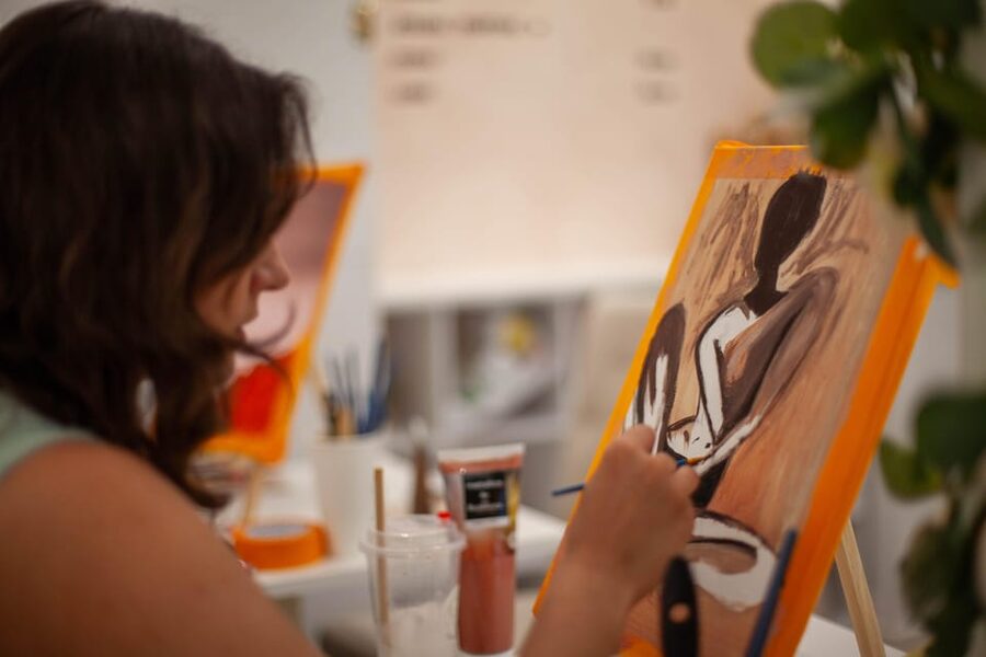 Paris : Painting experience in an art cafe - The real 2-hour flow: canvas, drink, paint, take-home