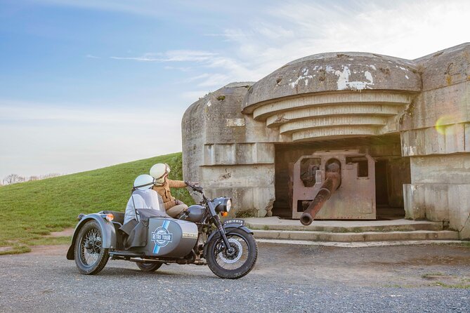Private vintage sidecar tour of the D-Day Landing Beaches - Longues-sur-Mer: seeing the Atlantic Wall guns up close